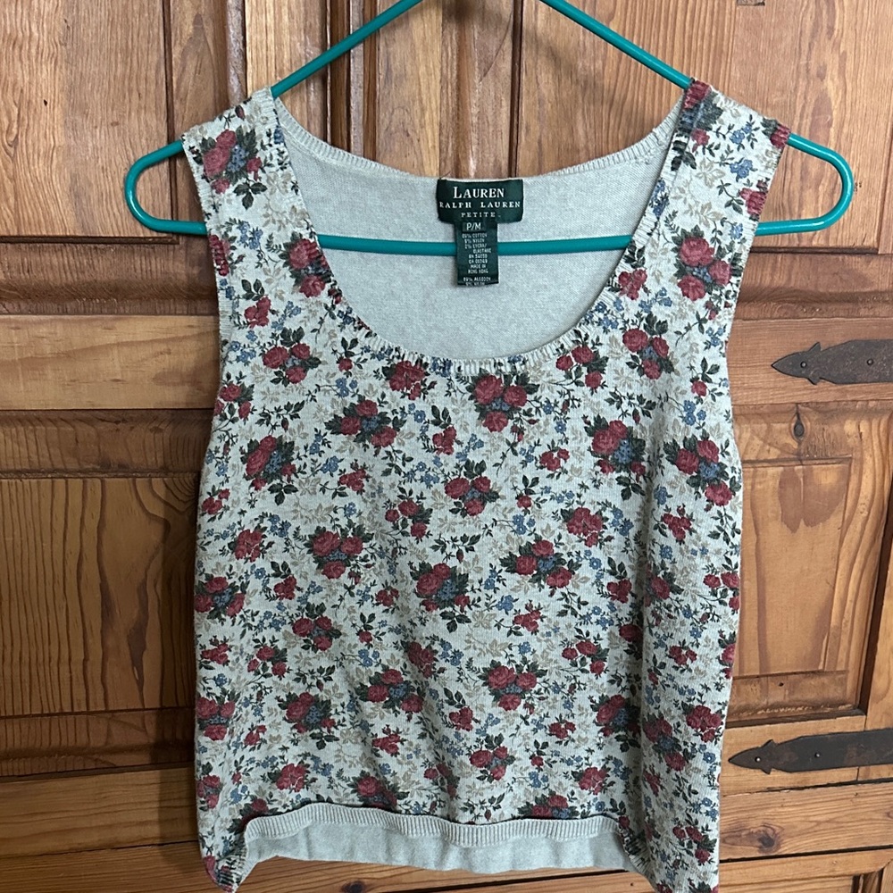 Lauren Ralph Lauren Floral Tank Top in Red and Gray
